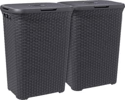 Curver Style Wasmand met Deksel - 60L - 2 stuks - Antraciet — thumbnail 1
