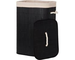 Infinity Goods Wasmand met Deksel Zwart - Bamboe - Wassorteerder - Wasbare katoenen waszak - Handvatten - 72 Liter - Zwart — afbeelding 1