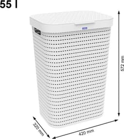 Rotho COUNTRY - Wasmand met Deksel - 55L - wit — thumbnail 2