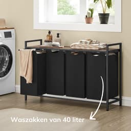 ACAZA Wasmand - Wassorteerder - 4 Vakken - 160 L - 116 x 72 x 33 cm - Vintage Bruin en Zwart — thumbnail 5