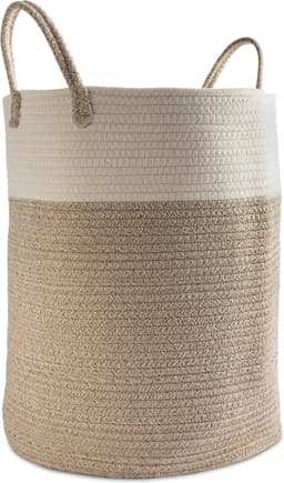 Wasmand Katoen - Opbergmand 52 ltr - Mand Rond met handvaten - Wasbox Opvouwbaar - Speelgoedmand — thumbnail 1