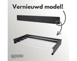 GOODD® - Droogrek - Wasrek - Wanddroogrek - Verbeterd model - Zwart - Rvs - Inklapbaar - 400 cm — afbeelding 1