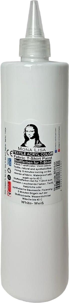 Südor Textielverf 500 ml, wit.Wasbestendige textielverf voor lichte stoffen. Wasmachinebestendig, wasbestendig. Fixatie door strijken — afbeelding 1
