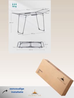 FurnStar Staand Droogrek - Wasrek Met Vleugels, Met Sokkenhouder - Droogrek Voor Wasgoed - Grijs - 56,5 x 173 x 96,5 cm — thumbnail 2