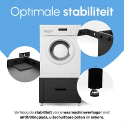 Bodo® - Wasmachine Verhoger - Kast - Ombouw met Lade - Zwart - 61x58x44-48cm — thumbnail 4