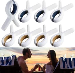 8 stuks strandlakenclip - grote strandlakenclip - wasknijper - kunststof - winddichte en stevige clip - dekbed drogen winddicht wasgoed kledingdeken hangende zwembadstoel buiten binnen - opening 7,5 cm — thumbnail 1