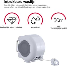 ApexArte® Waslijn Uittrekbaar - Wanddroogrek - Wasdraad — thumbnail 5