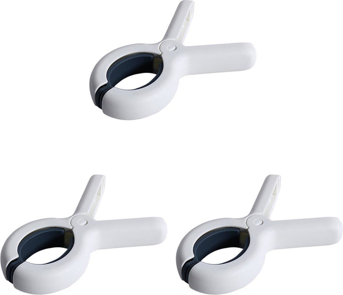 Klemmen 3 stuks - Wasknijpers - 3 stuks - Wit en blauw 100% kunststof en dus roestvrij | Laten geen afdrukken achter — afbeelding 1