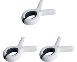 Klemmen 3 stuks - Wasknijpers - 3 stuks - Wit en blauw 100% kunststof en dus roestvrij | Laten geen afdrukken achter