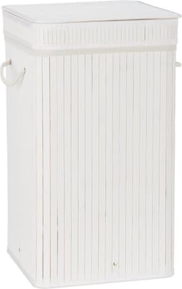 3x wasmand bamboe - wasbox opvouwbaar - 70L - vierkant - 63x36x36 cm - wit — thumbnail 4