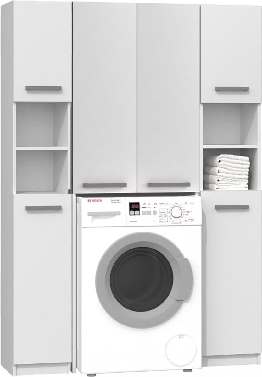 Wasmachine Ombouwkast-Opbouwkast Wasmachine Met 2 kolomkasten Wit — afbeelding 1