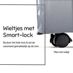 ByLara - Opvouwbare Wasmand - Op wieltjes met Handvat - Wasbox - Antraciet - 42L — thumbnail 2