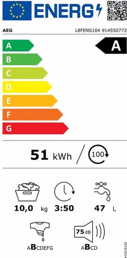 AEG ÖKOMix L8FENS104 - Wasmachine - 10 kg - 1400 toeren - Energielabel A — thumbnail 5