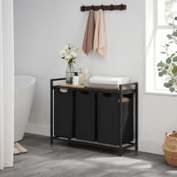 VASAGLE - Wasmand - Wassorteerder - 3 Compartimenten - 3 Oxford Stoffen - Metalen Frame - 114 L — thumbnail 4