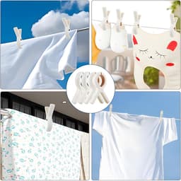 8 stuks clips – Maat S (9,5 x 6,5 cm) – Veelzijdige droogclips – Voor handdoeken, lakens en kleding – Broek- en sokkenclips – Bevestigers met sterke grip – Kunststof ontwerp dat geen afdrukken achterlaat – Windbestendige dekbedclips - Stevig duurzaam — thumbnail 4