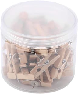 Houten Prikkers met Clips - Klemharingen Push Pins - Foto's Ophangen - Gatvrije Bevestiging - 50 stuks - Houtkleur — thumbnail 1