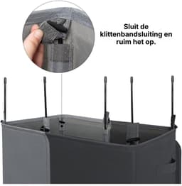 DnA® Wasmand 2 Vakken - Wasmand - Wassorteerder - Dubbele Wasmand - Grijs/Zwart - 63cm x 36cm x 68cm — thumbnail 2