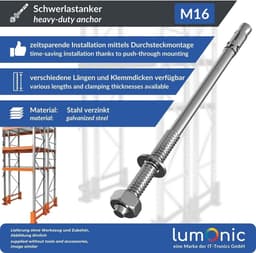5x Zware Betonanker M16 x 280mm Gegalvaniseerd voor Doorsteekmontage — thumbnail 5