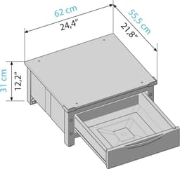 Verhoger voor Wasmachine of Droger met Uittrekbare Lade 28L - Max 250 Kg - Wit — thumbnail 3