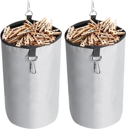 Kledingknijperzak met Sluitkoord - Opslag voor tot 200 Knijpers, Pennenzak voor Knijpers, Binnen- en Buitenopslag (Grijs, 2 Stuks) — thumbnail 1