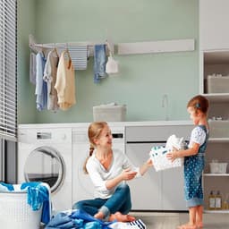 Uittrekbaar wasrek, 80 cm, ruimtebesparend, inklapbaar, wandwasrek om kleding op te hangen, voor binnen, badkamer, balkon — thumbnail 4