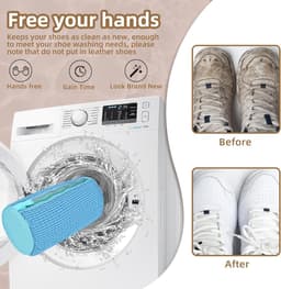 2 stuks schoenenzakken voor wasmachine - 360° volledig wasbare herbruikbare waszakken met duurzame rits en zachte fleecevoering voor geluidsreductie en schoenwrijving, geschikt voor wasmachines en drogers,blauw — thumbnail 3