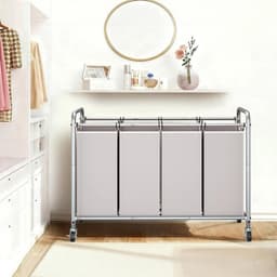 MIRA® Wasmand 4 Vakken - Wassorteerder - Waszak - Metaal Frame - Grijs - ‎100cm x 43cm x 80cm — thumbnail 5