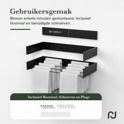 Jubbly® - Wanddroogrek 120cm - Wasrek Inklapbaar - Wasrek Hangend - Droogrek - Inklapbaar Droogrek - Droogrek Muur - 8.4 Meter Drooglengte - Wit — thumbnail 4