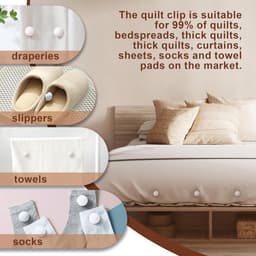 Dekbedclips - 20 Stuks - Dekbedinrijger - dekbedovertrek clips - Quiltbevestigingsclip - Knijpers - Stevige Dekbed clips - Bevestiging Beddengoed Accessoires - Wit — thumbnail 4