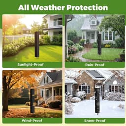 Droogmolen Hoes - 180x16x16 cm - Hoes voor Droogmolen - met rits - 210D Oxford-stof - Droogmolen Hoes Universeel - Heavy Duty Roterende Waslijn Afdekking - Waterdicht en UV-Bestendig Stofdicht, Regenbestendig - voor Tuin, Binnenplaats, Buiten - Zwart — thumbnail 3