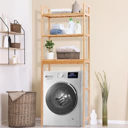 Wasmachinekast Bamboe – Opbergrek Boven Wasmachine – Toiletrek 170 cm – Ruimtebesparende Badkamer Organizer — thumbnail 4