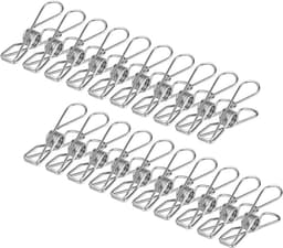 Wasknijpers Roestvrij Staal - Powerclips Kledingklemmen - Wasgoed Ophangen - Roestvrij Staal Duurzaam - 40 Stuks - Zilver — thumbnail 1
