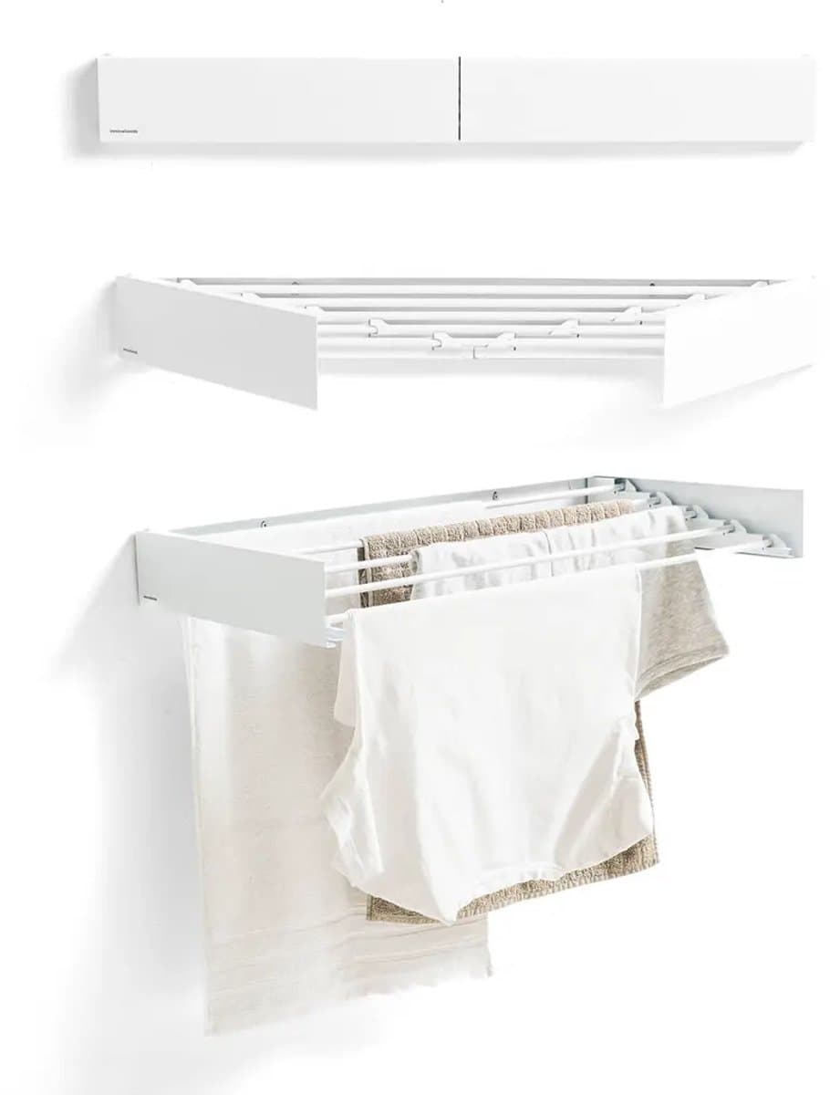 Wanddroogrek - Inklapbaar - Wasrek Hangend - Droogrek Muur - Wasrek Uitschuifbaar - Roestbestendig - Voor binnen en buiten - extra strak design - 80 cm — afbeelding 1