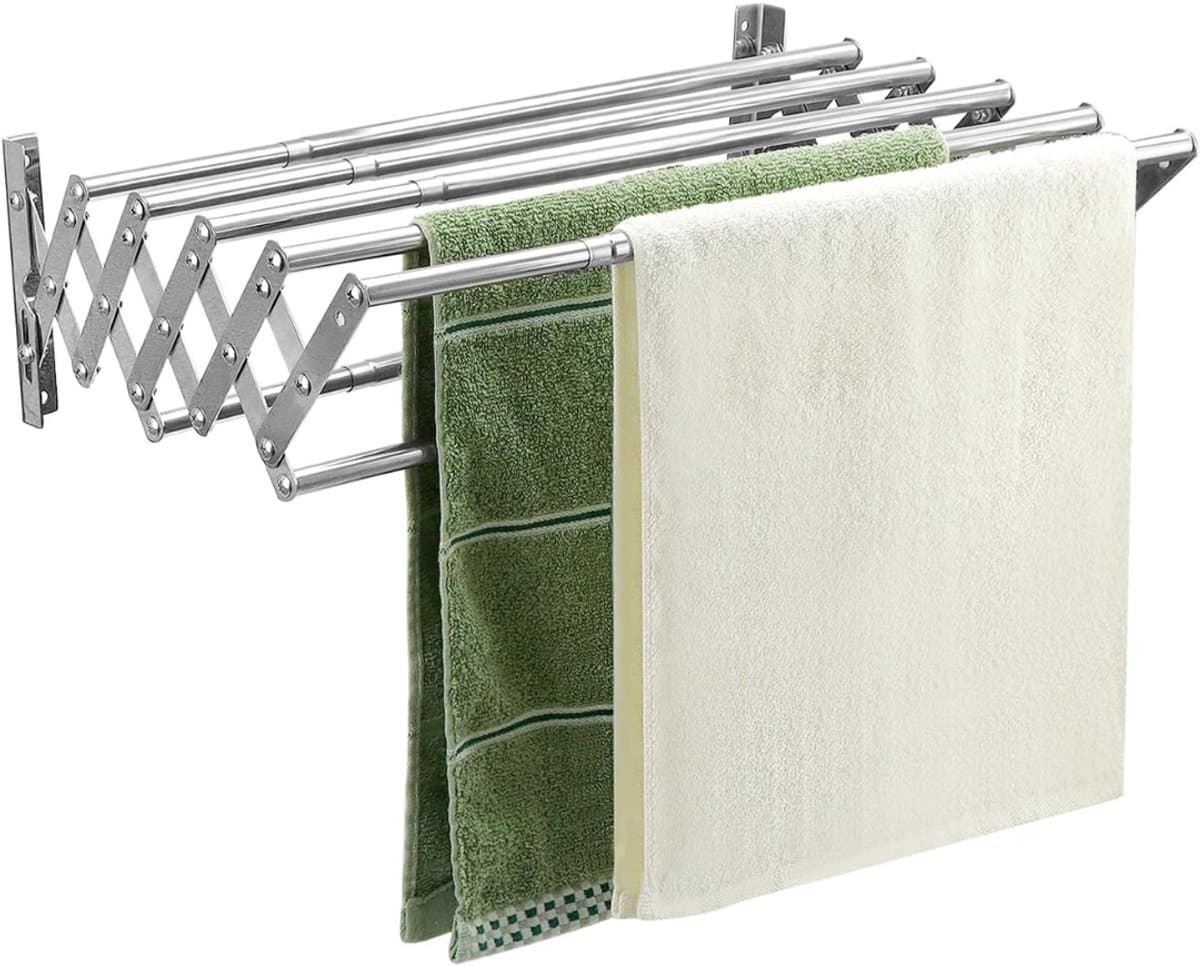 SCH® Wanddroogrek Inklapbaar - Wanddroogrek - Zilver - 43cm x 5cm x 12cm — afbeelding 1