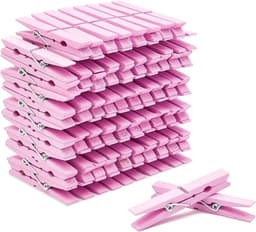 100x Grote Houten Wasknijpers Roze - Ideaal voor Kleding en Decoratie — thumbnail 1