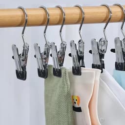 Wasknijpers Haken - Kleding Clips - Drogen Kleding - 360 Graden Draaibaar - 11 x 5 cm - Zilver — thumbnail 4