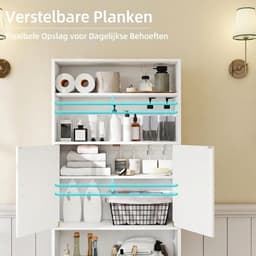 SNJY® Wasmachine Kast - Wasmachine Verhoger - Wasmachine Ombouw - 20L x 63B x 185H cm - Wit — thumbnail 3