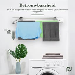 Jubbly® - Wanddroogrek 80cm - Wasrek Inklapbaar - Wasrek Hangend - Droogrek - Inklapbaar Droogrek - Droogrek Muur - 4 Meter Drooglengte - Wit — thumbnail 5