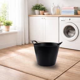 Plasticforte flexibele emmer/kuip - zwart - kunststof - rond - 42 liter - 49 x 45 x 38 cm - wasmanden - tuinafval - speelgoed — thumbnail 2