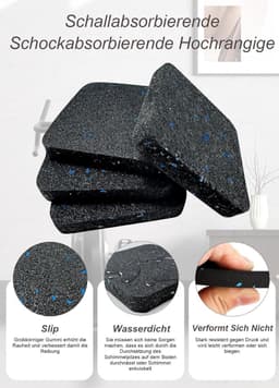 4 stuks anti-trillingsmatten - geluidsisolatiemat - Geluidsisolatiepads voor wasmachinesokkel - Beschermende loopbandmat - vloerbeschermingsmat - anti-trillingsmat - Voor vloerbescherming - voor wasmachine, droger en fitnessapparatuur - 9 x 9 x 2 cm — thumbnail 4