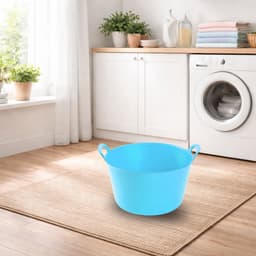 Plasticforte flexibele emmer/kuip - blauw - kunststof - rond - 56 liter - 60 x 53 x 38 cm - wasmanden - tuinafval - speelgoed — thumbnail 2