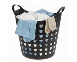 Excellent Houseware Flexibele wasmand - zwart - 26 liter - kunststof - 40 x 41 cm — afbeelding 1