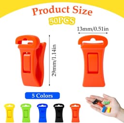 50 stuks - Was- en sokkenclips - Antislip kledingclips - Waslijnclips - Haken - Gekleurde clips - 5 kleuren - Zwart, rood, geel, blauw, groen - 2,8 cm - Gemakkelijk te organiseren - Tijdsbesparend — thumbnail 3