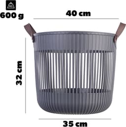KADAX Grote opbergmand 40 x 32 cm, organizer voor woonkamer, kinderkamer, badkamer, speelgoedmand met hengsels, plastic wasmand (antraciet) — thumbnail 3
