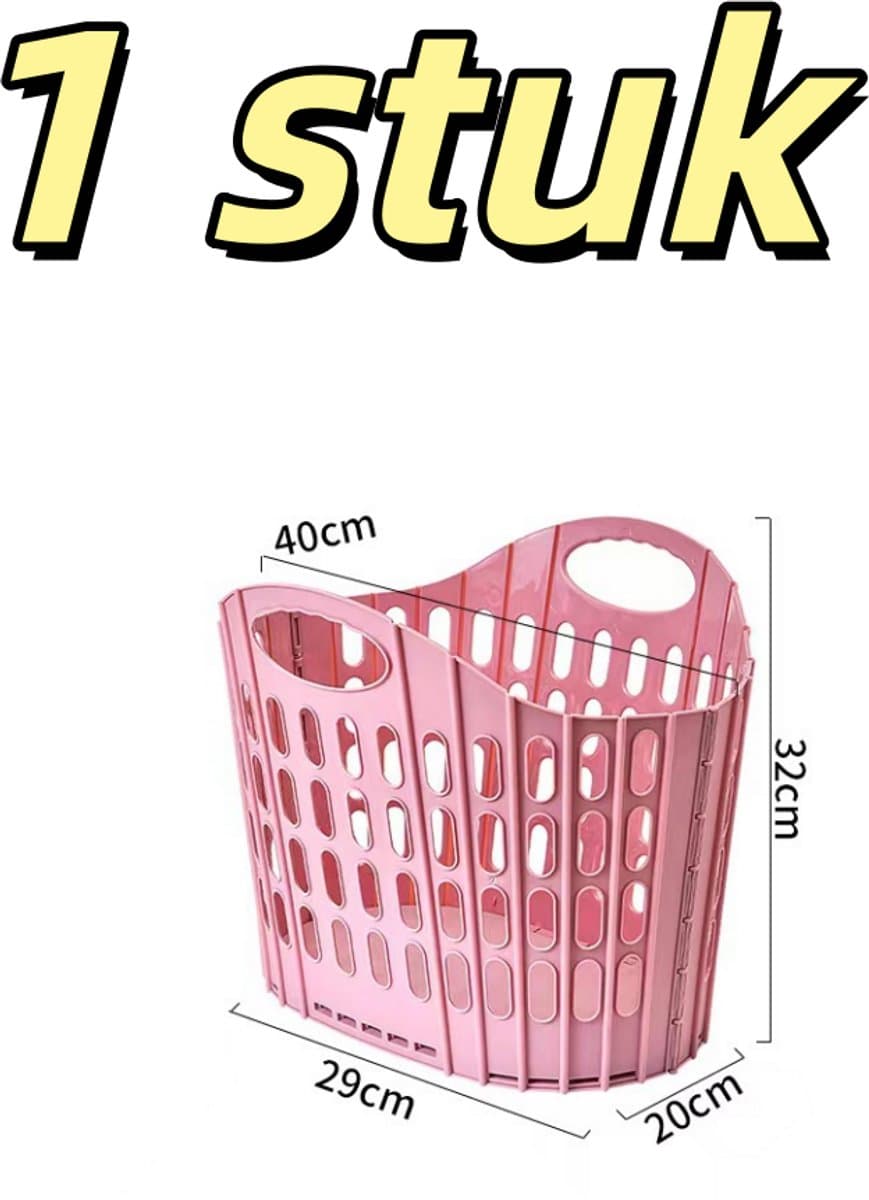 1 set - Opvouwbare wasmand - Slaapkamer - Badkamer - Opbergruimte voor vuile was - Geschikt voor opslag, grote capaciteit, openbare badkamer - 40*20*32cm - Roze — afbeelding 1
