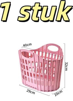 1 set - Opvouwbare wasmand - Slaapkamer - Badkamer - Opbergruimte voor vuile was - Geschikt voor opslag, grote capaciteit, openbare badkamer - 40*20*32cm - Roze — thumbnail 1
