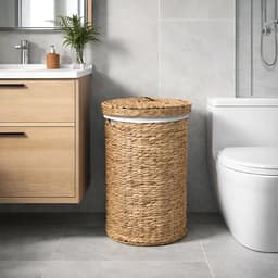 Lavandoux - Wasmand met Deksel - Waterhyacint - Naturel - L: Ø42 x H60 cm — thumbnail 3