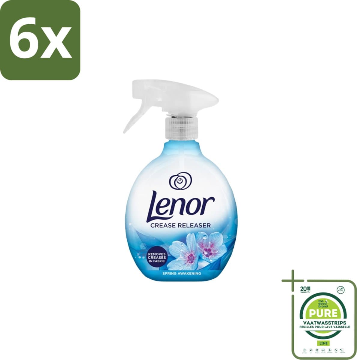 Lenor – Crease Releaser Spray – Spring Awakening – Kreukverwijderaar & Textielverfrisser – 500 ml - Voordeelverpakking - 6 stuks - Kreukverwijderaar - Textielverfrisser — afbeelding 1