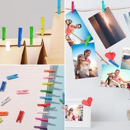300 Kleine Houten Klemmetjes Kleurrijk met Jute Touw - Mini Knijpers voor Foto's, Kaarten & Decoratie — thumbnail 3