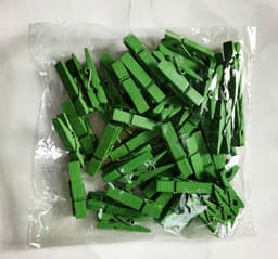 Houten Wasknijpers - Mini Clips - Foto's Ophangen - Met Jute Touw - 50 stuks - Groen — thumbnail 3